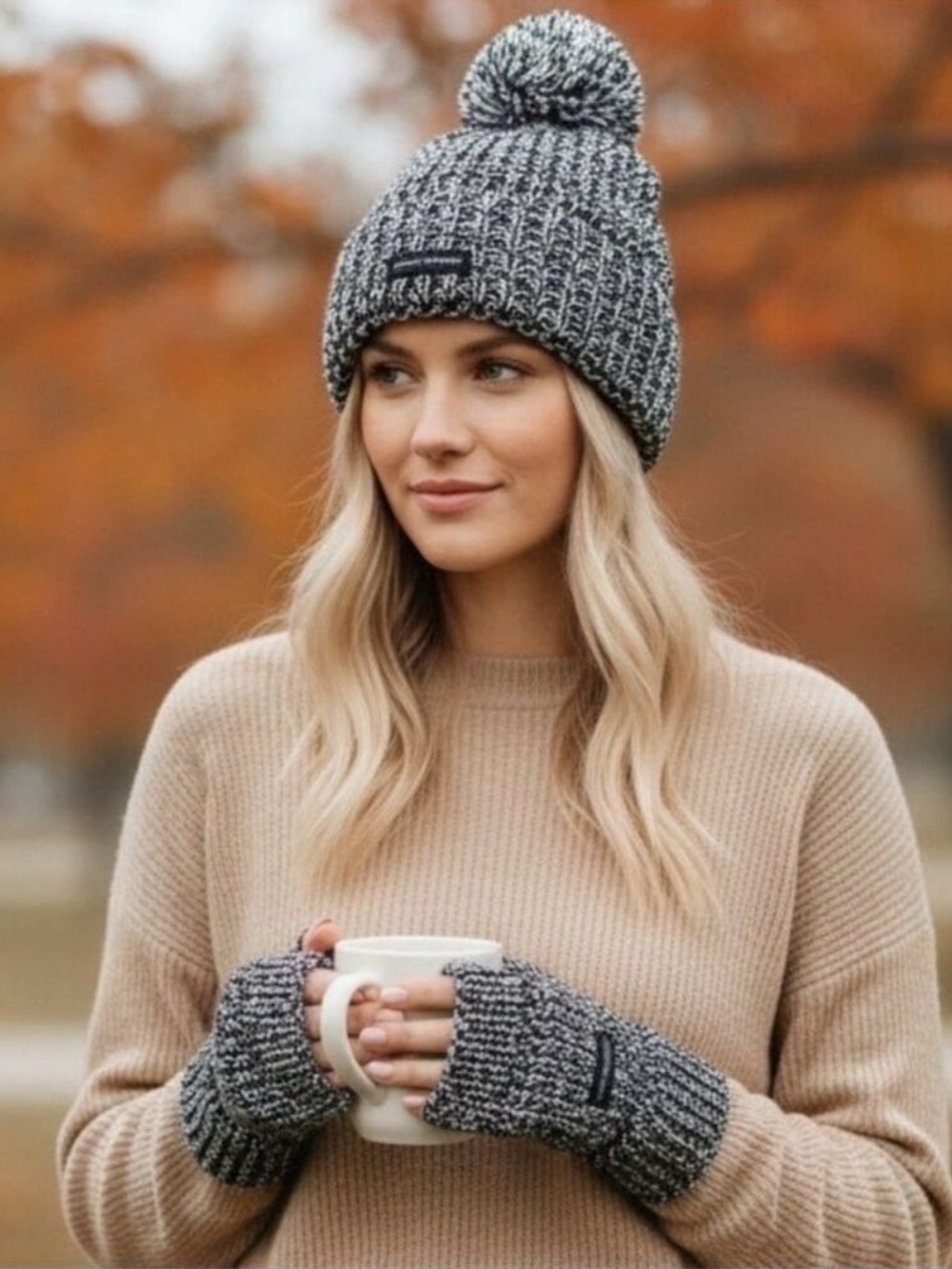 Rebecca Minkoff Marled Set – Beanie & Armwarmers, NWT